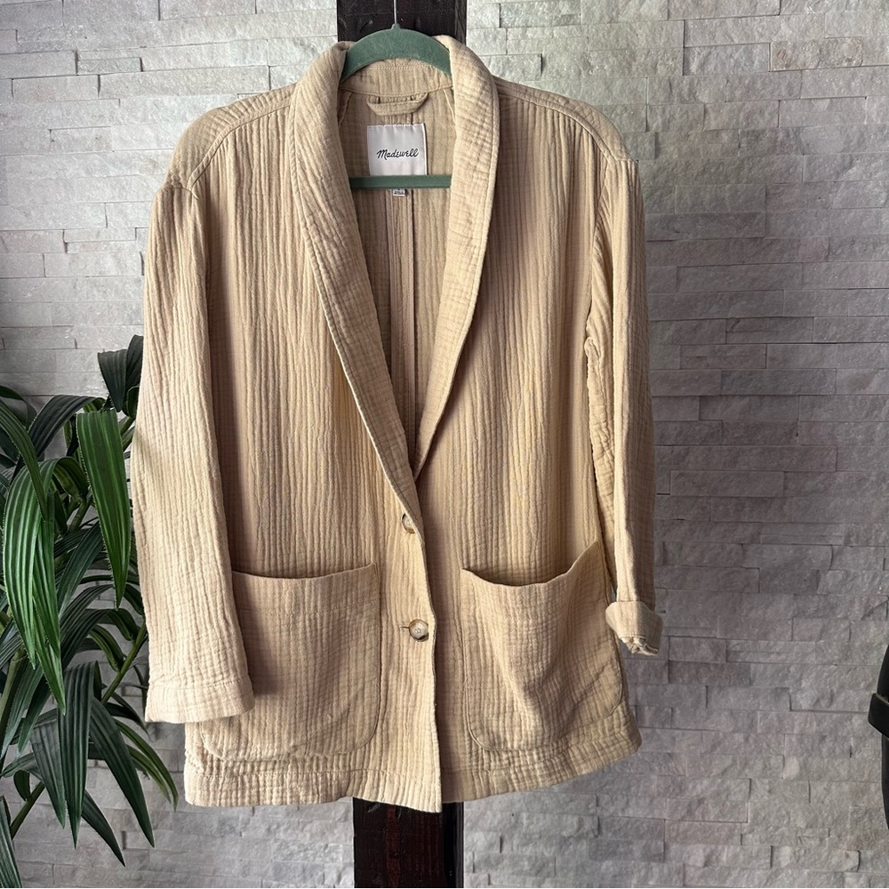 MADEWELL Summer Dune Tan Lightspun Gauzy Cotton Dorset Blazer Size Small